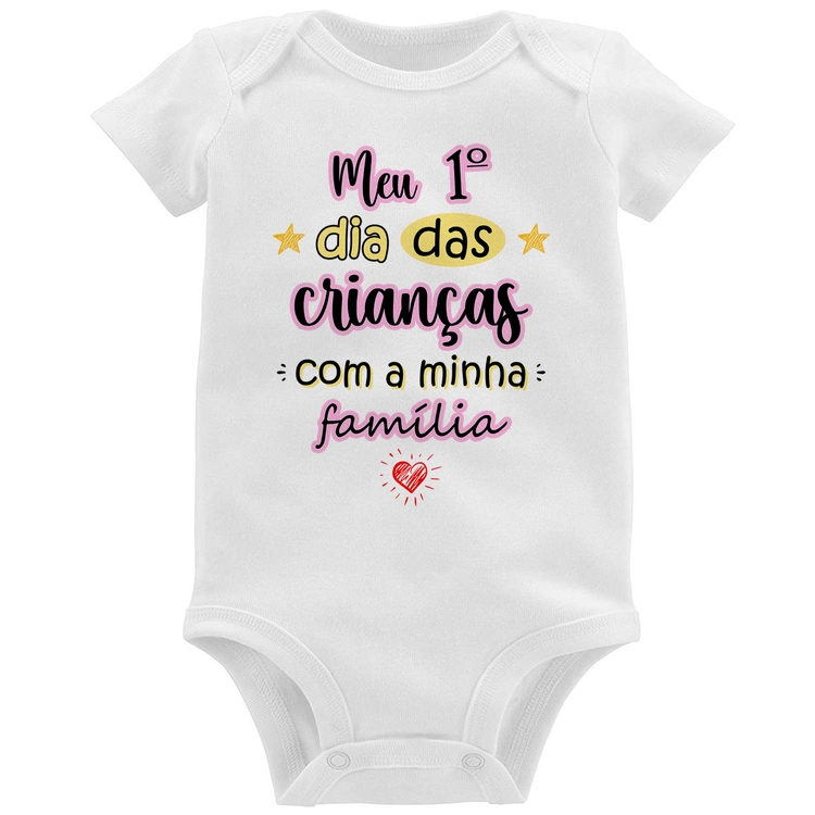 Body Bebê Meu primeiro dia das crianças (rosa)