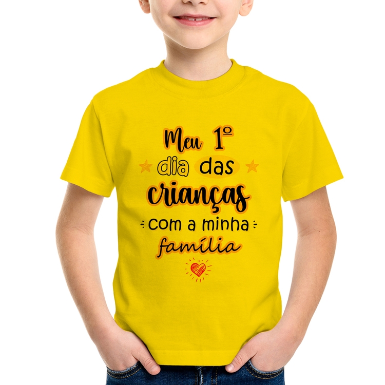 Camiseta Infantil Meu primeiro dia das crianças (rosa) - Amarela