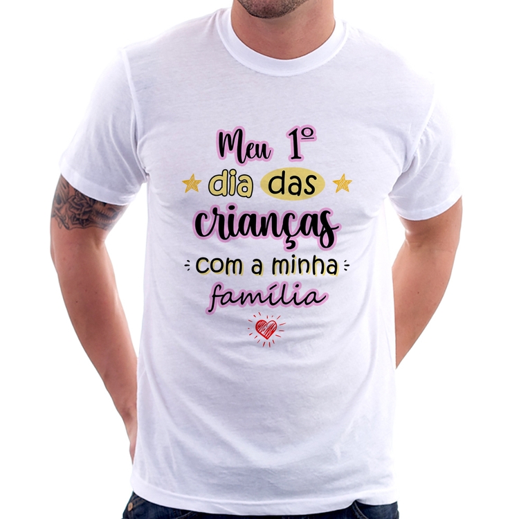 Camiseta Meu primeiro dia das crianças (rosa)