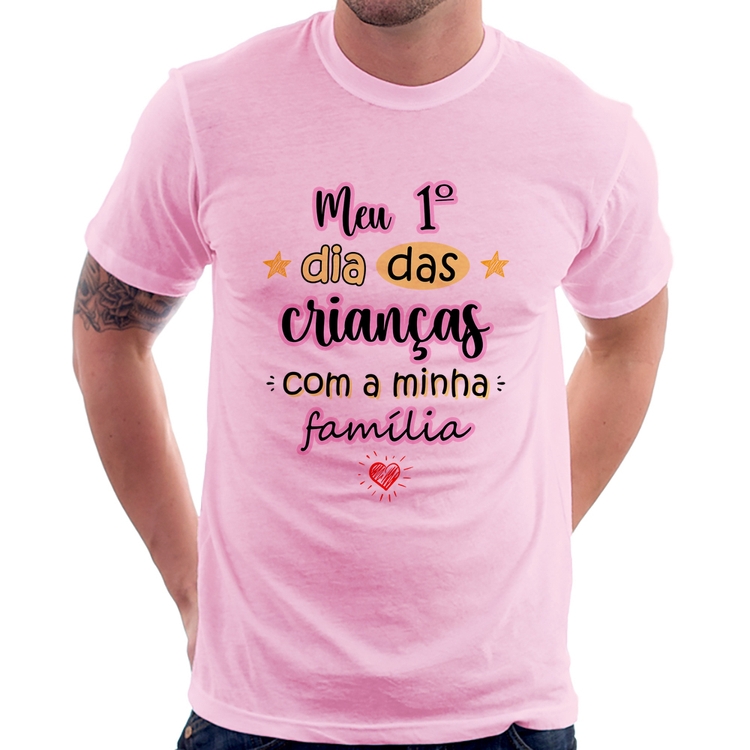 Camiseta Meu primeiro dia das crianças (rosa) - Rosa Bebê