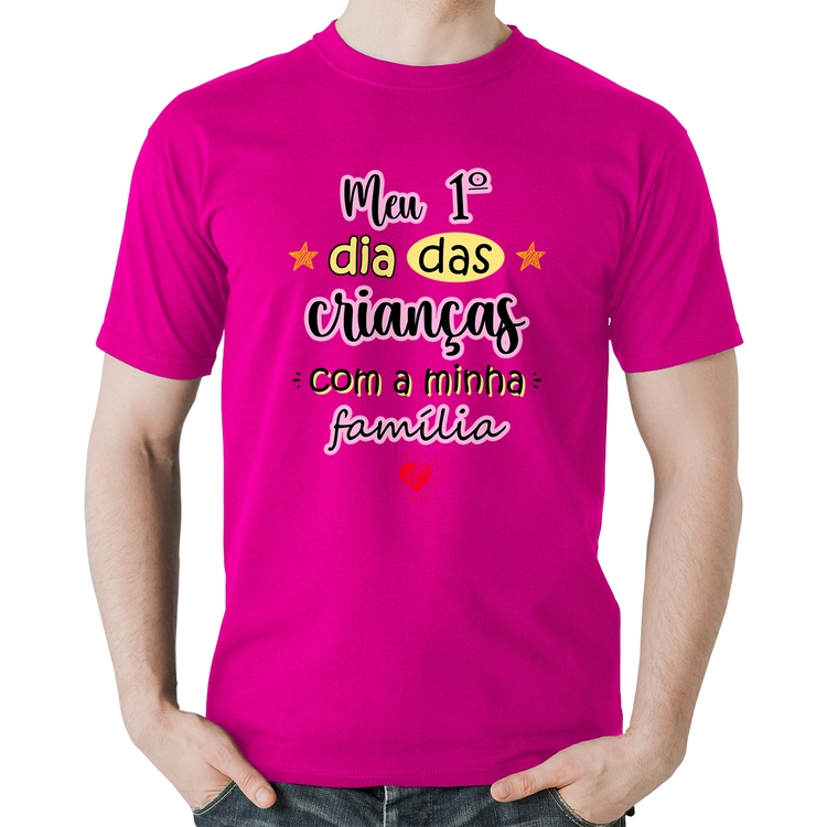 Camiseta Algodão Meu primeiro dia das crianças (rosa) - Rosa