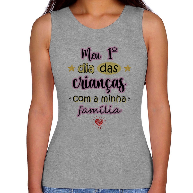 Regata Feminina Meu primeiro dia das crianças (rosa) - Cinza