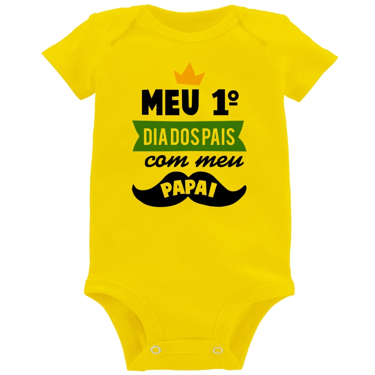 Body Bebê Meu primeiro dia dos pais com meu papai - Amarelo