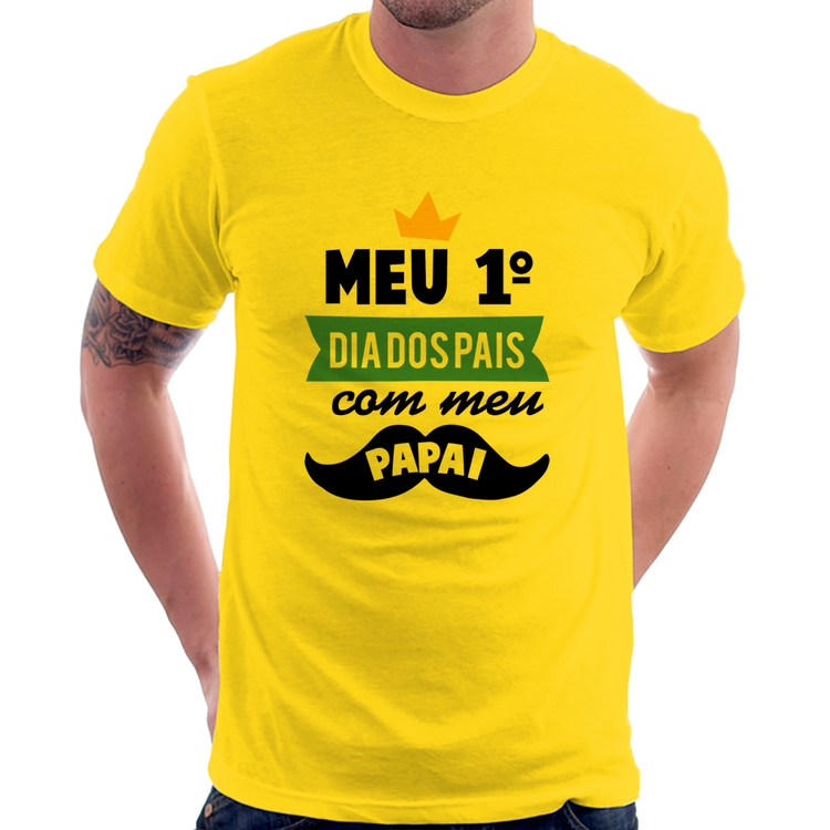 Camiseta Meu primeiro dia dos pais com meu papai - Amarela