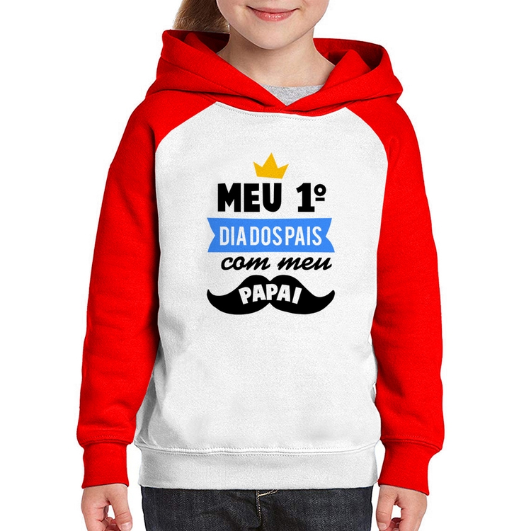 Moletom Infantil Meu primeiro dia dos pais com meu papai - Branco/Vermelho