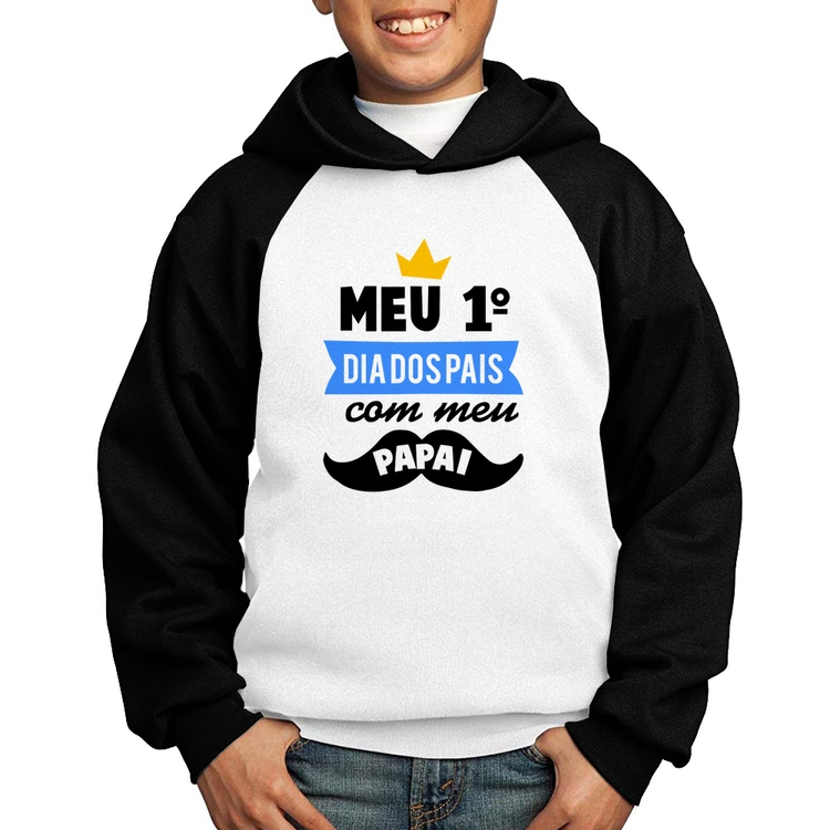 Moletom Infantil Meu primeiro dia dos pais com meu papai - Branco/Preto