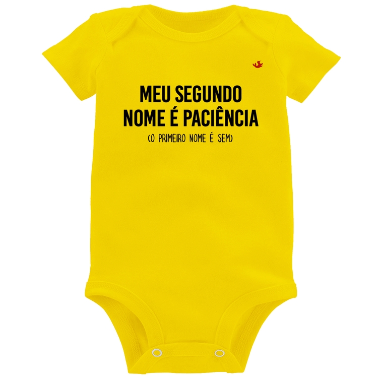 Body Bebê Meu segundo nome é paciência - Amarelo