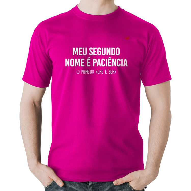 Camiseta Algodão Meu segundo nome é paciência - Rosa