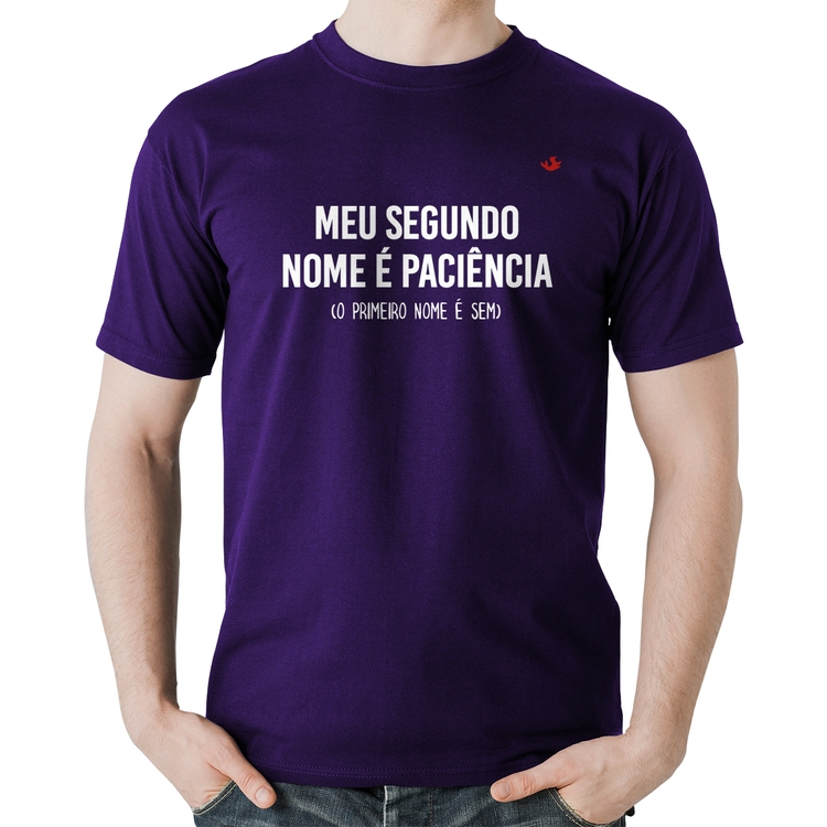 Camiseta Algodão Meu segundo nome é paciência - Roxa