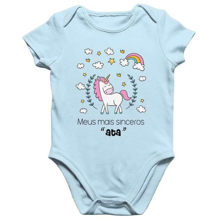 Body Bebê Algodão Meus mais sinceros "ata" - Azul Bebê