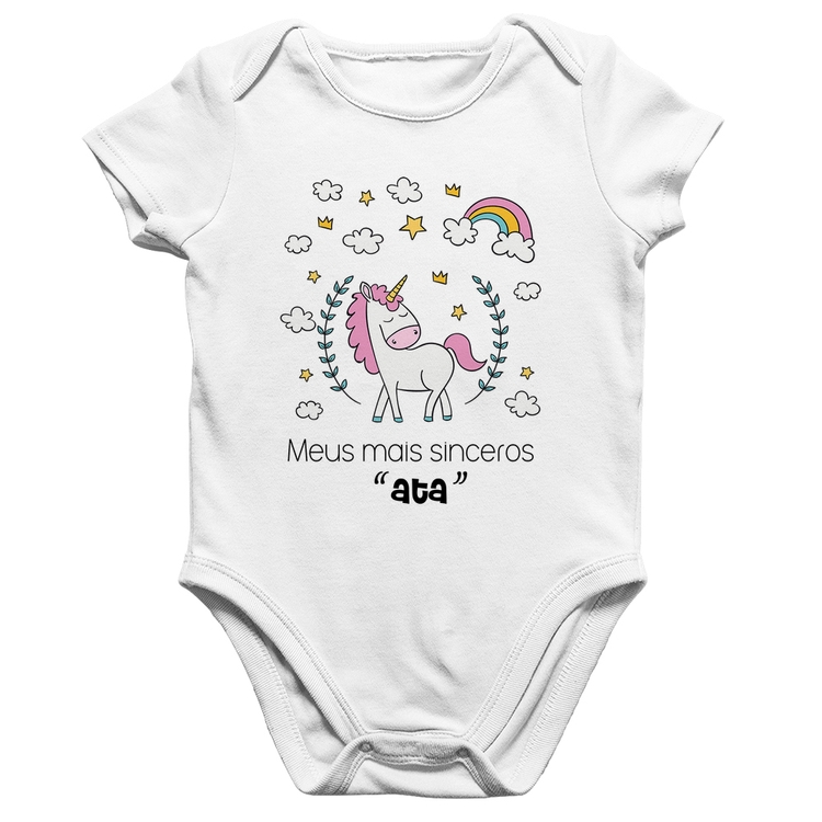 Body Bebê Algodão Meus mais sinceros "ata" - Branco