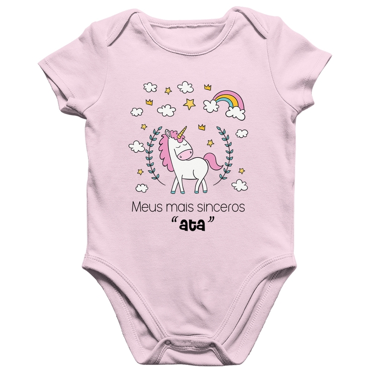 Body Bebê Algodão Meus mais sinceros "ata" - Rosa Bebê