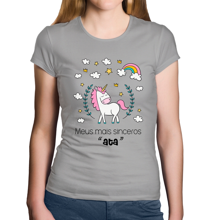 Baby Look Algodão Meus mais sinceros "ata" - Cinza