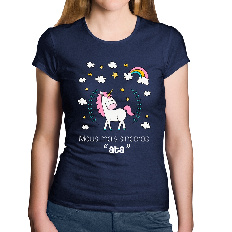 Baby Look Algodão Meus mais sinceros "ata" - Marinho