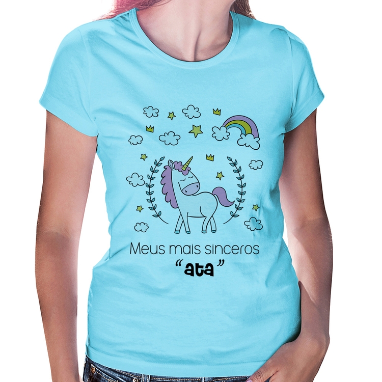 Baby Look Meus mais sinceros "ata" - Azul Bebê