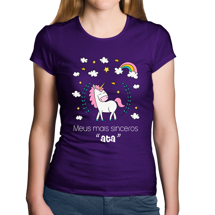 Baby Look Algodão Meus mais sinceros "ata" - Roxa