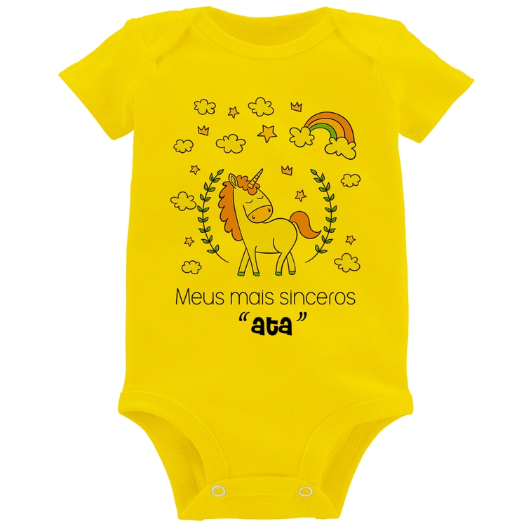 Body Bebê Meus mais sinceros "ata" - Amarelo