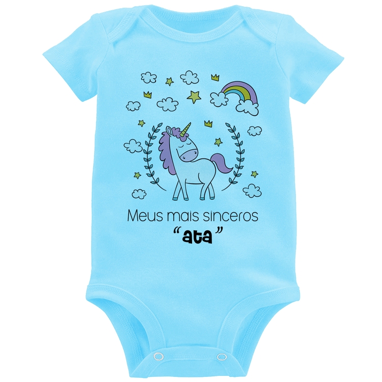 Body Bebê Meus mais sinceros "ata" - Azul Bebê