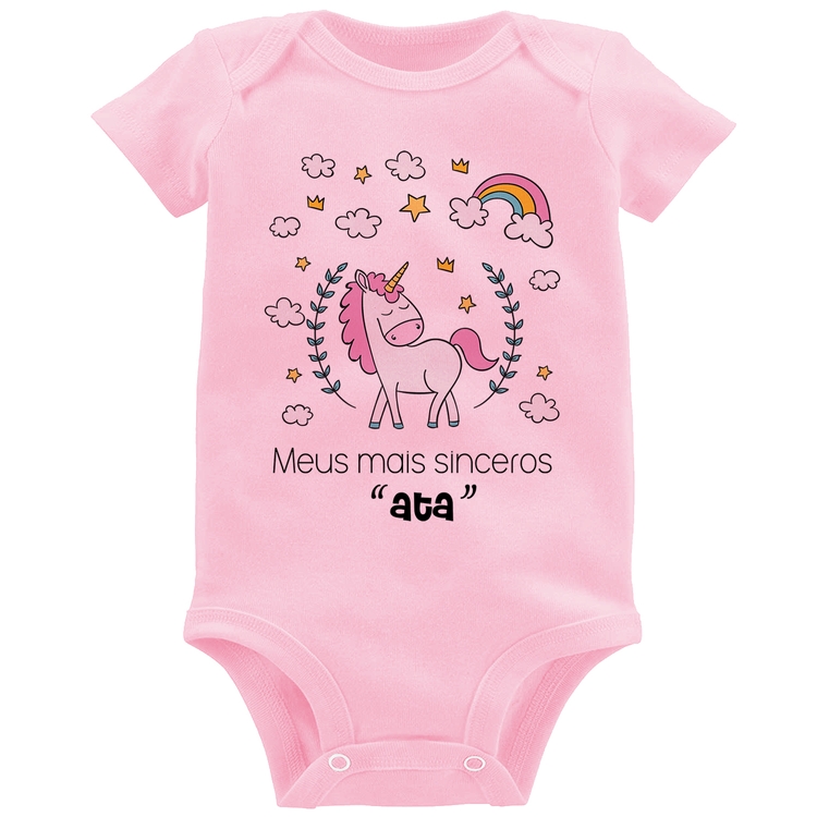 Body Bebê Meus mais sinceros "ata" - Rosa Bebê
