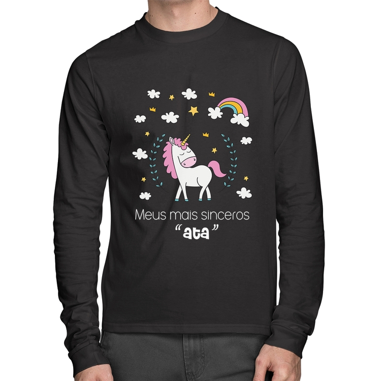 Camiseta Algodão Meus mais sinceros "ata" Manga Longa