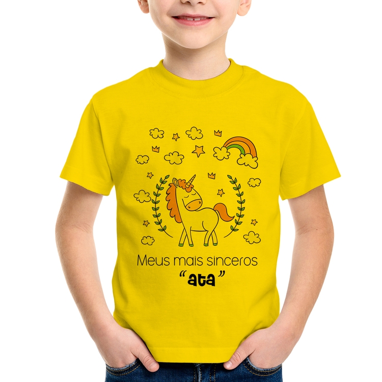 Camiseta Infantil Meus mais sinceros "ata" - Amarela