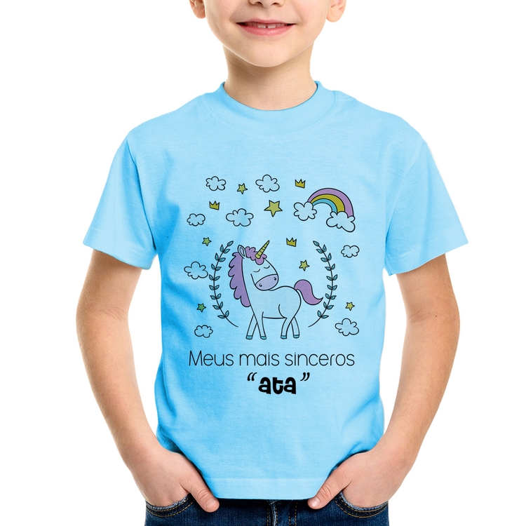 Camiseta Infantil Meus mais sinceros "ata" - Azul Bebê
