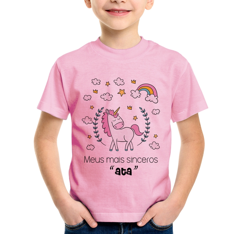 Camiseta Infantil Meus mais sinceros "ata" - Rosa Bebê