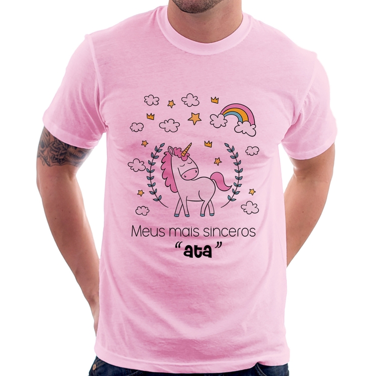 Camiseta Meus mais sinceros "ata" - Rosa Bebê