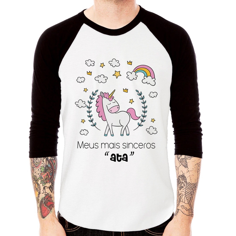 Camiseta Raglan Meus mais sinceros "ata" Manga 3/4