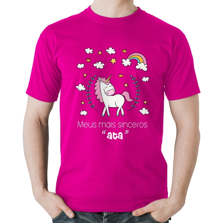 Camiseta Algodão Meus mais sinceros "ata" - Rosa