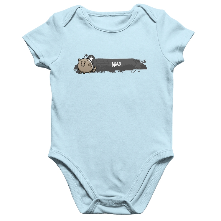 Body Bebê Algodão Miau - Azul Bebê