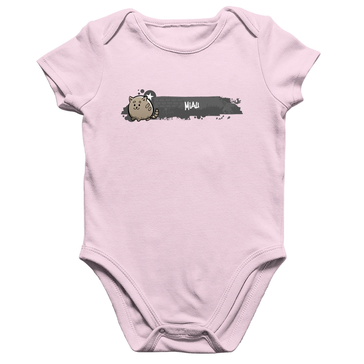 Body Bebê Algodão Miau - Rosa Bebê