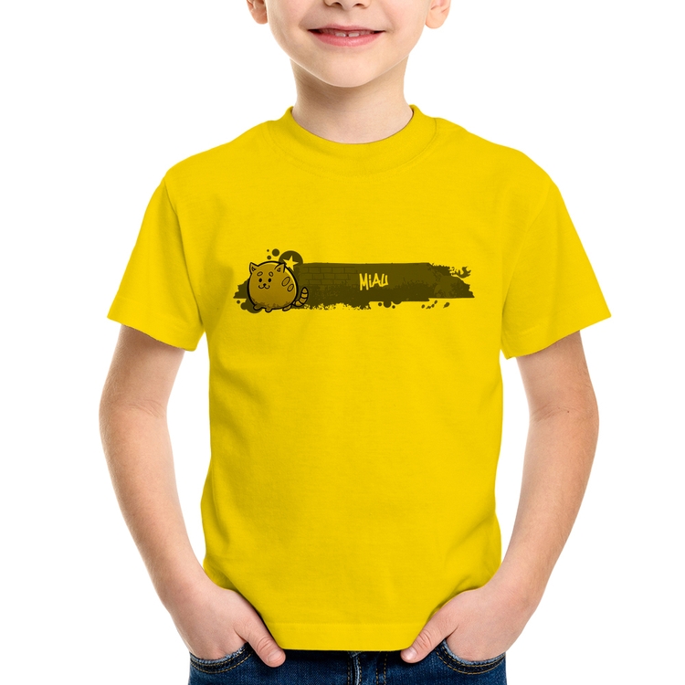 Camiseta Infantil Miau - Amarela