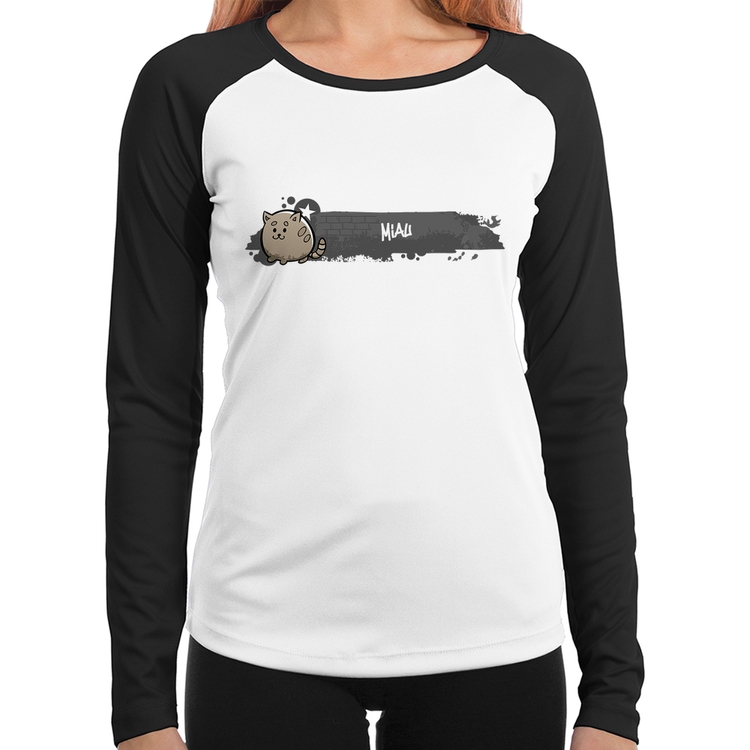 Baby Look Raglan Miau Manga Longa