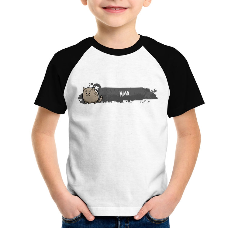 Camiseta Raglan Infantil Miau