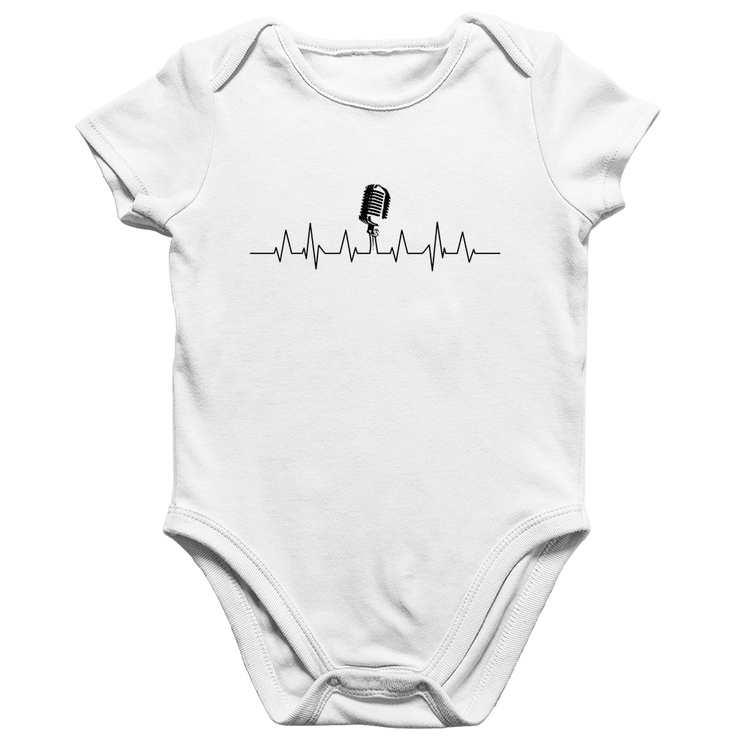 Body Bebê Algodão Microfone Batimentos Cardíacos - Branco