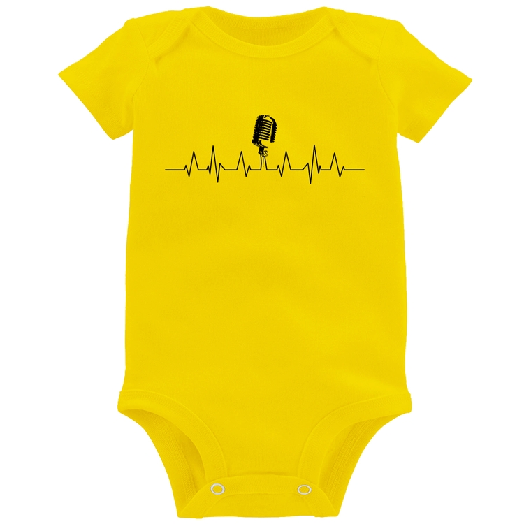 Body Bebê Microfone Batimentos Cardíacos - Amarelo