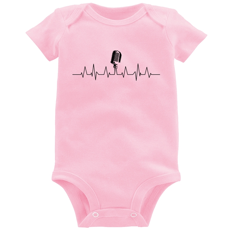 Body Bebê Microfone Batimentos Cardíacos - Rosa Bebê