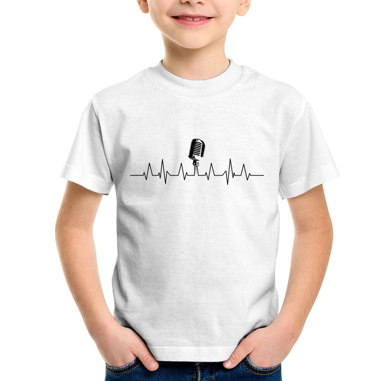 Camiseta Infantil Microfone Batimentos Cardíacos