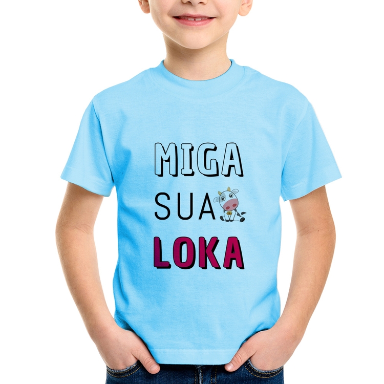 Camiseta Infantil Miga Sua Loka - Azul Bebê