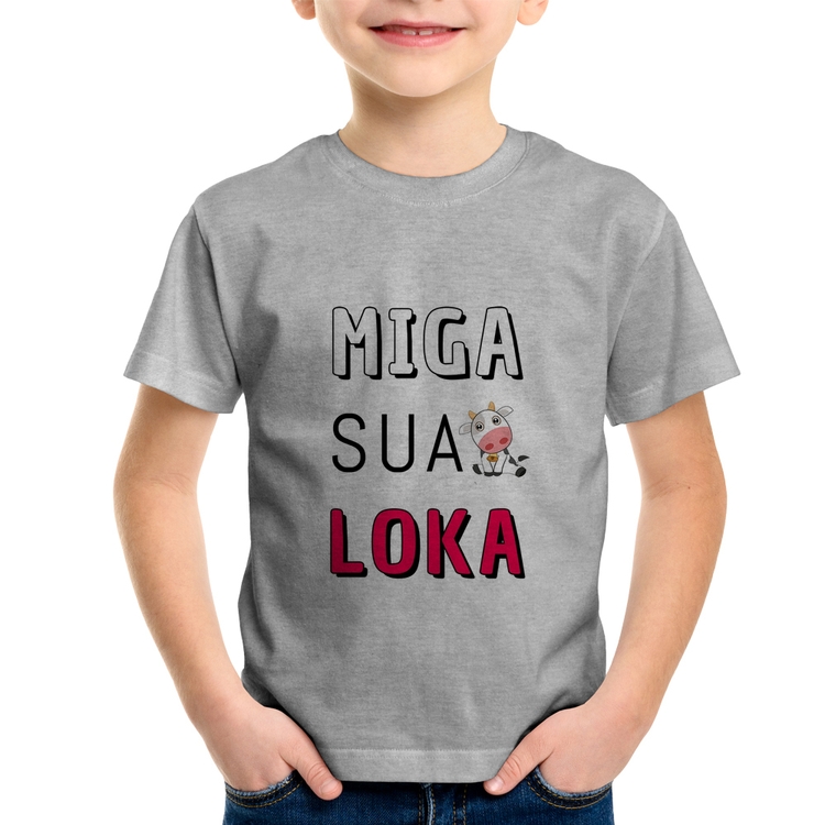 Camiseta Infantil Miga Sua Loka - Cinza