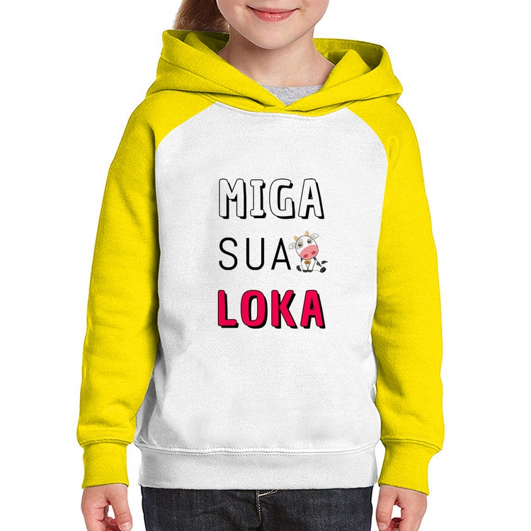 Moletom Infantil Miga Sua Loka - Branco/Amarelo