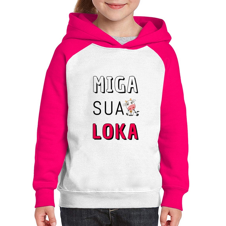 Moletom Infantil Miga Sua Loka - Branco/Rosa