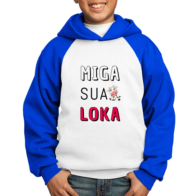 Moletom Infantil Miga Sua Loka - Branco/Azul
