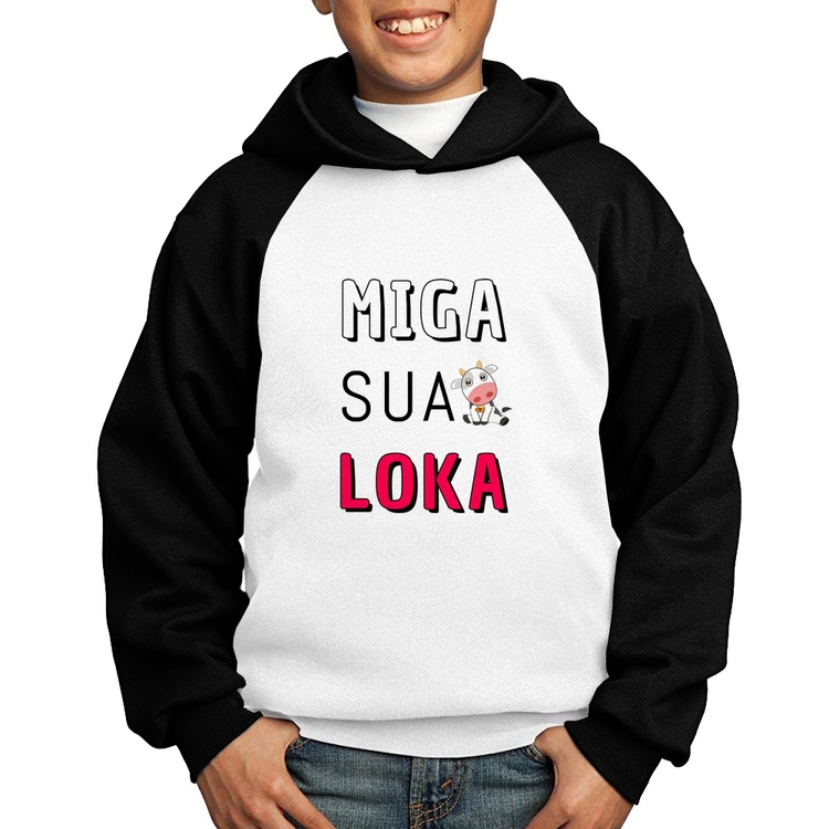 Moletom Infantil Miga Sua Loka - Branco/Preto