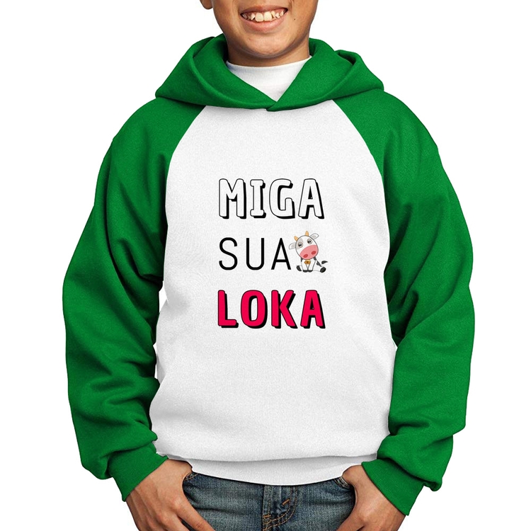 Moletom Infantil Miga Sua Loka - Branco/Verde