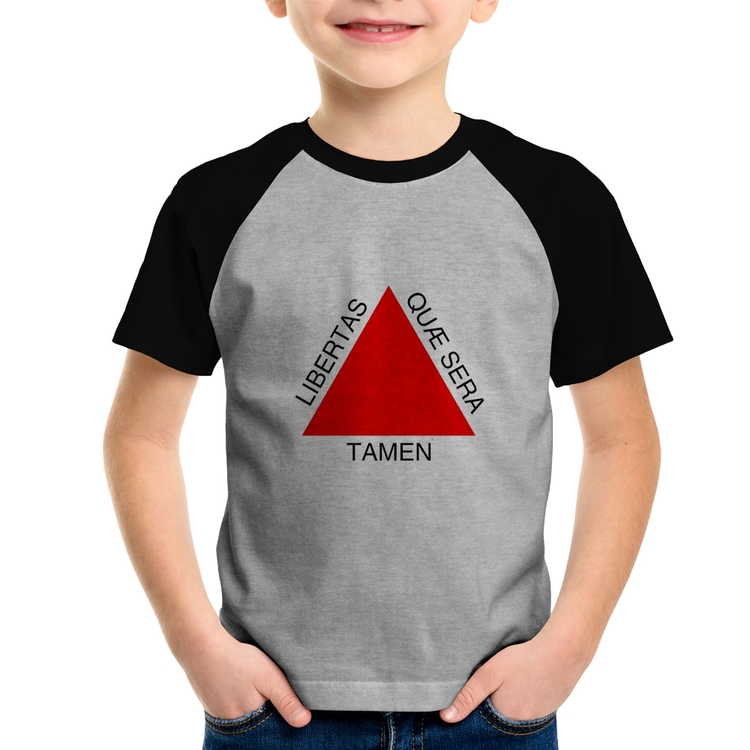 Camiseta Raglan Infantil Minas Gerais - Cinza/Preto
