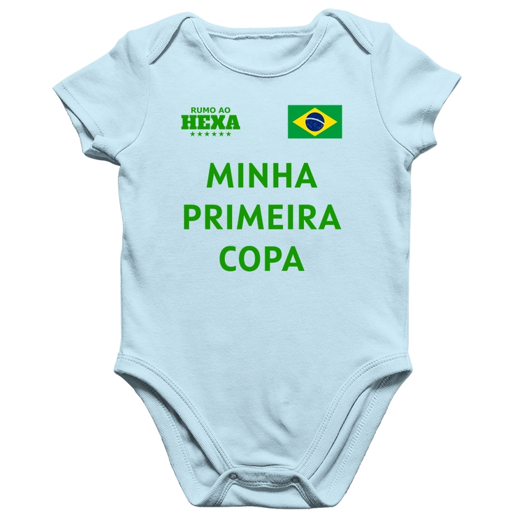 Body Bebê Algodão Minha Primeira Copa do Mundo - Azul Bebê