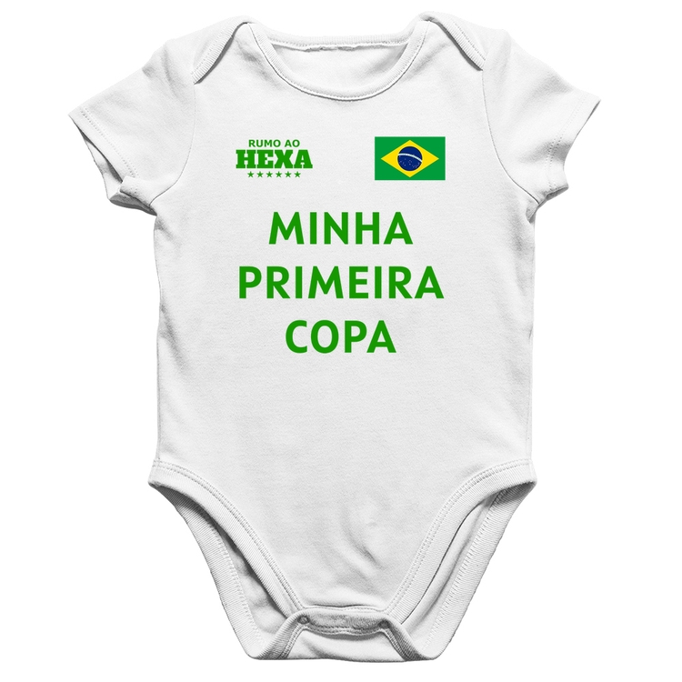 Body Bebê Algodão Minha Primeira Copa do Mundo - Branco