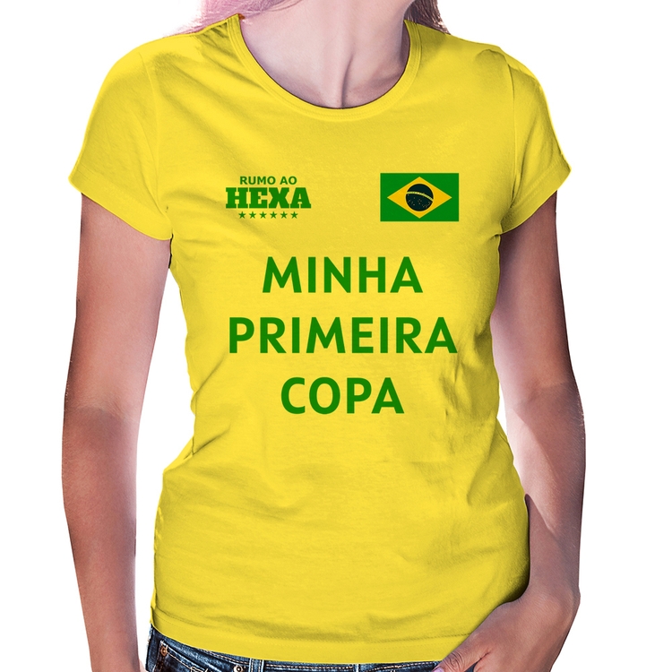 Baby Look Minha Primeira Copa do Mundo - Amarela